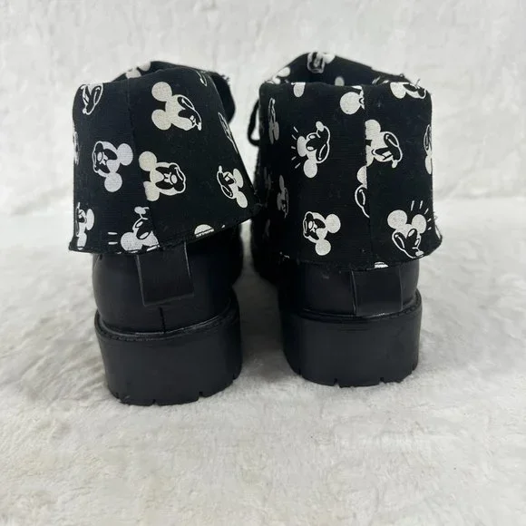 Torrid Disney Mickey Mouse Black PU Leather Fold Over Combat Boots SZ 10.5 WW - Picture 5 of 11
